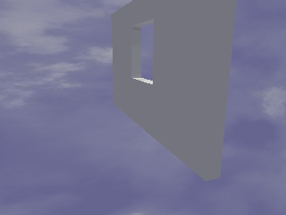 Eine Wand mit Fenster